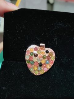 Natural Tourmaline Love Shape Pendant( Size :3cm)