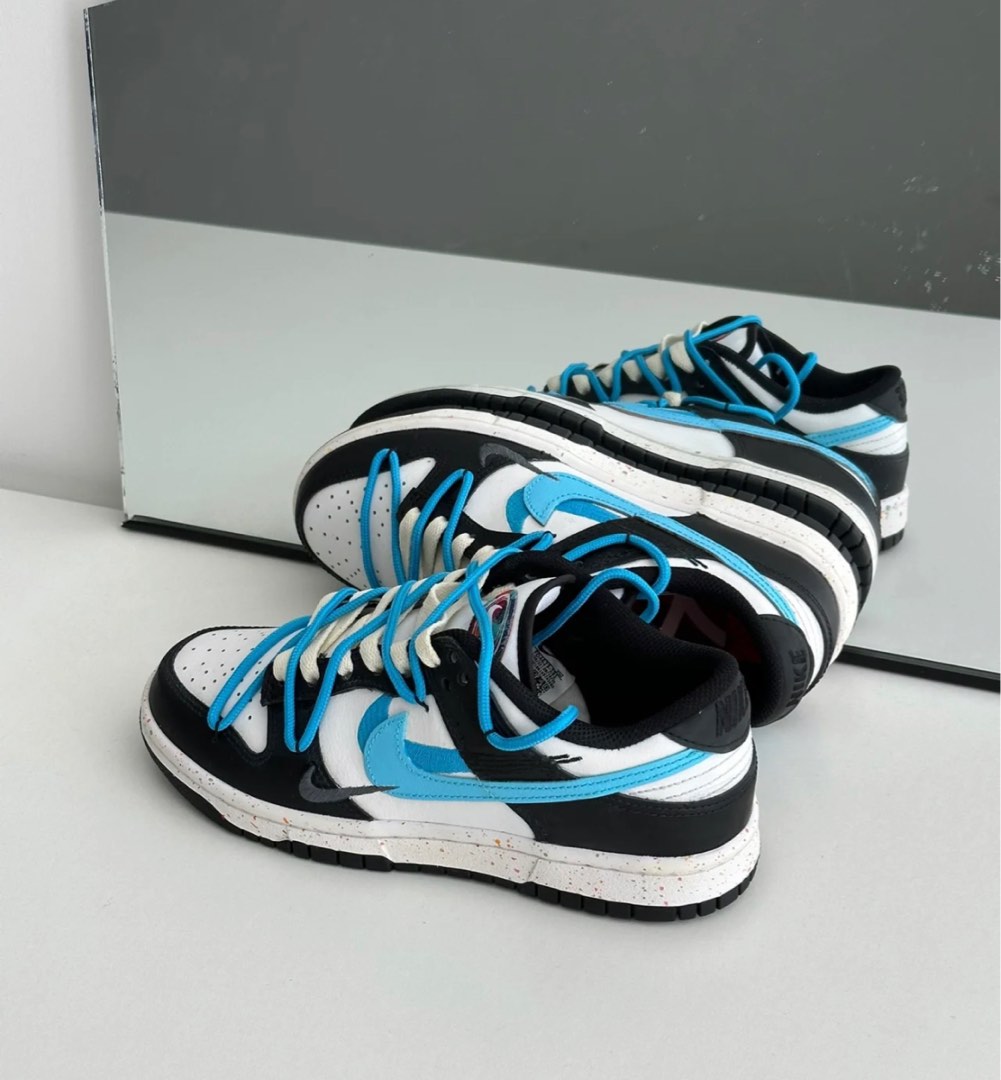 Nike Dunk Low Multi Swoosh Blue, Women's Fashion, Footwear, Sneakers on