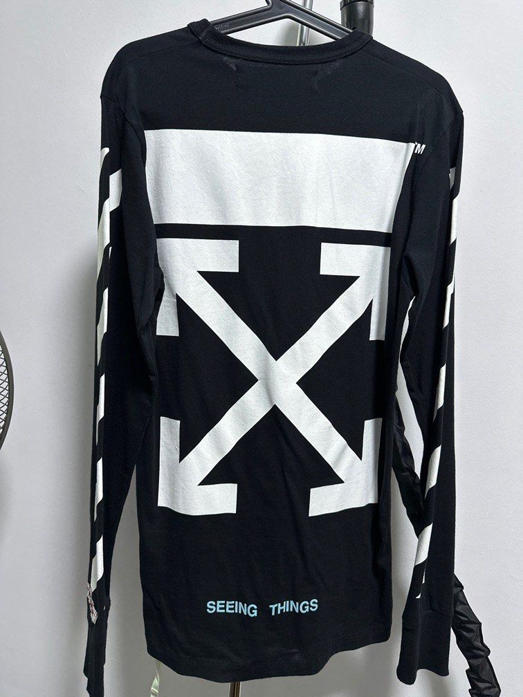 Off white long sleeve tee Men s Fashion Tops Sets Tshirts