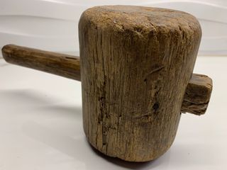 Old Antique Primitive Wooden Mallet / Hammer  | Round Handmade Wooden Mallet Maul