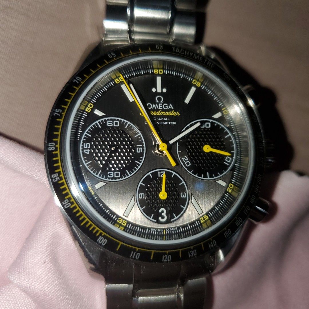 Omega Speedmaster Racing (Category: Luxury Watches) located in Marikina City. Submitted by brightlion.8fc40a (Listing ID 1220857433, Image 1). Description: Omega Speedmaster Racing 40mm ref. 326.30.40.50.06.001 Grey Dial Authentic and legit purchased in Japan. with grey dial and yellow clock hands, automatic with stainless and crystal sapphire glass and scatch proof with 300 water resistant... Note: already checked the autencity.in the Omega shop