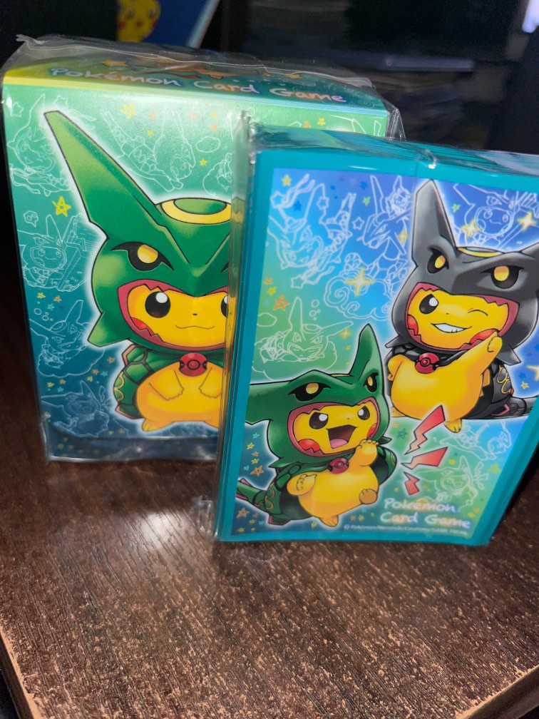 Poncho rayquaza deck box and sleeves pokemon, Hobbies & Toys, Toys