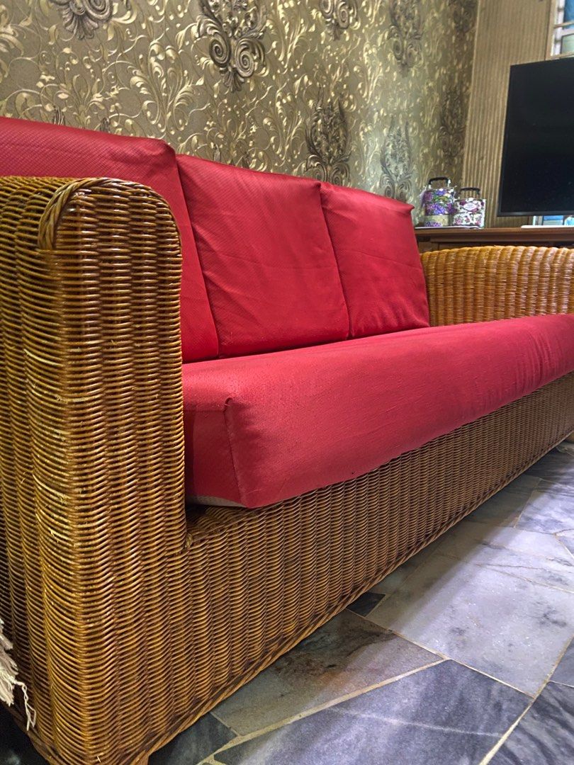 RATTAN DECOR SOFA, Furniture & Home Living, Furniture, Sofas on Carousell