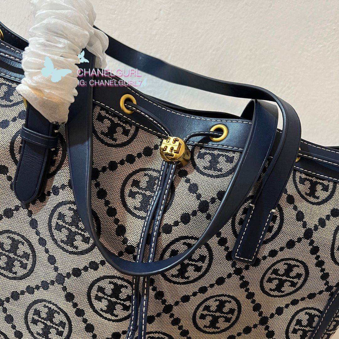 Real Shot Tory Burch T monogram Jacquard tote bag Large size
