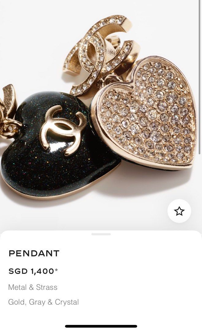 Chanel 2023 Strass Heart CC Drop Earrings
