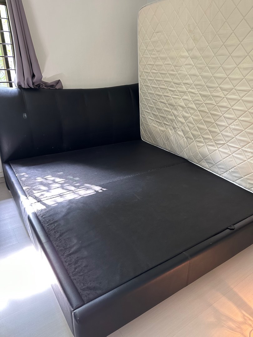 Simmons King size leather bed frame, Furniture & Home Living, Furniture