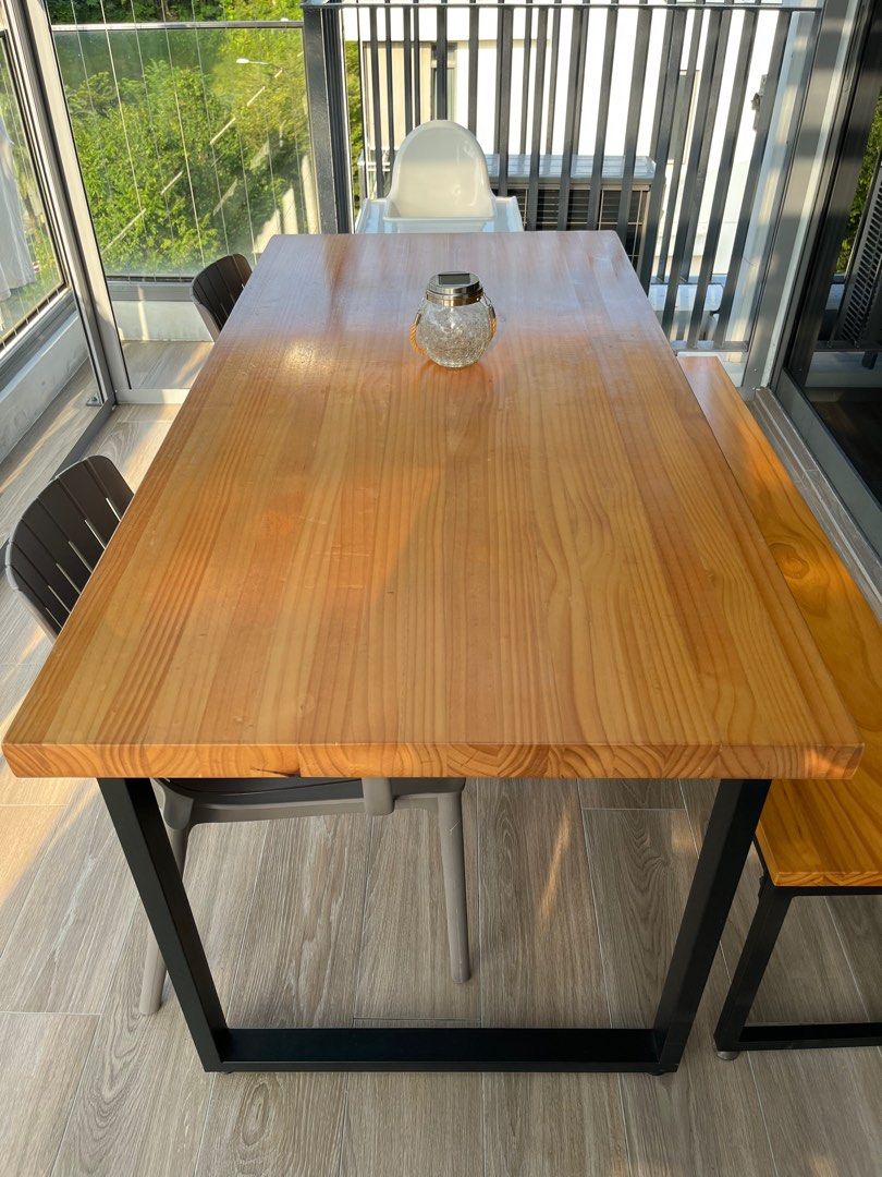 Solid Wood Table and Bench, Furniture & Home Living, Furniture, Tables