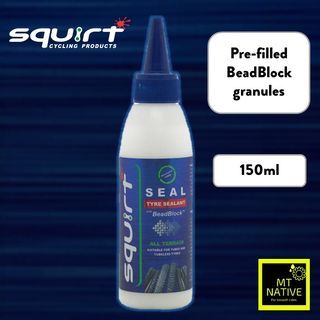 SQUIRT SEAL TYRE SEALANT with BeadBlock  - 150ml Mountain Bike MTB Tubeless Tyre Puncture Free No Flat Tire