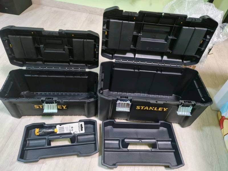 STANLEY TOOLBOX WITH METAL LATCHES/ TOOL BOX TOOLS STORAGE CONTAINER,  Furniture  Home Living, Home Improvement  Organisation, Storage Boxes   Baskets on Carousell