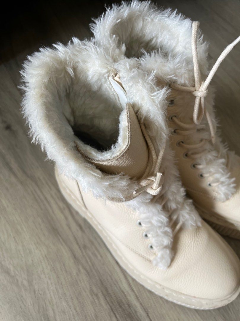 Furry lace up boots sale