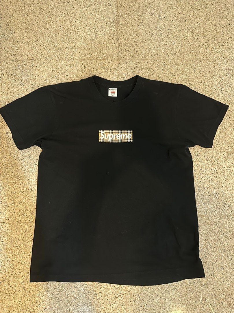 Supreme burberry box Logo Tee Black M Size【M】 SUPREME