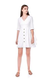 TEM Clary Tie Sleeve Dress (White, XS)