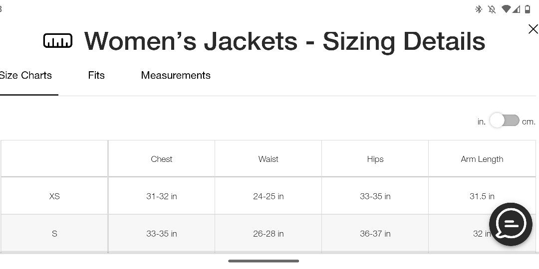 North face ladies online jacket size chart