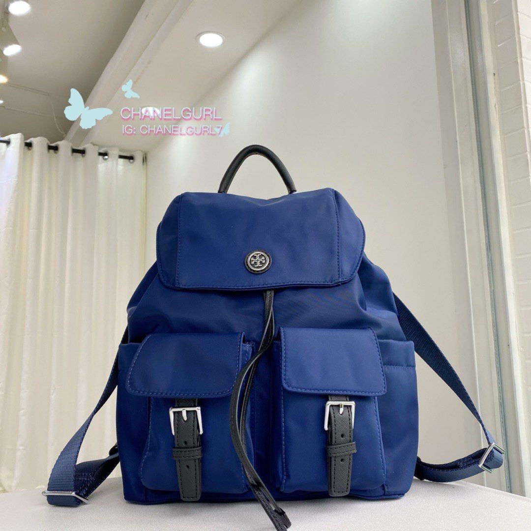 Tory Burch Virginia Backpack Nylon Blue, Women's Fashion, Bags & Wallets,  Backpacks on Carousell