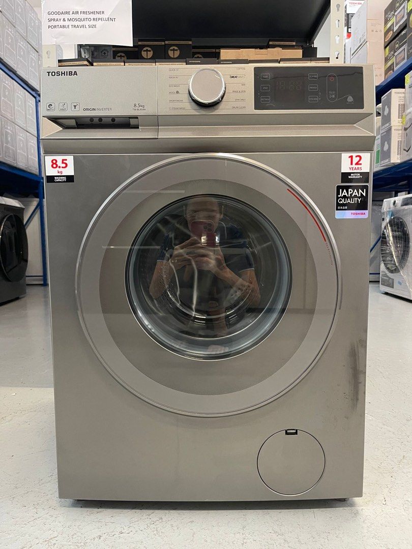 TOSHIBA 8.5KG FRONT LOAD WASHING MACHINE TWBL95A4S, TV & Home