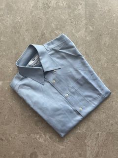 Uniqlo Blue Super Non Iron Slim Fit No Pocket Long Sleeve Shirt