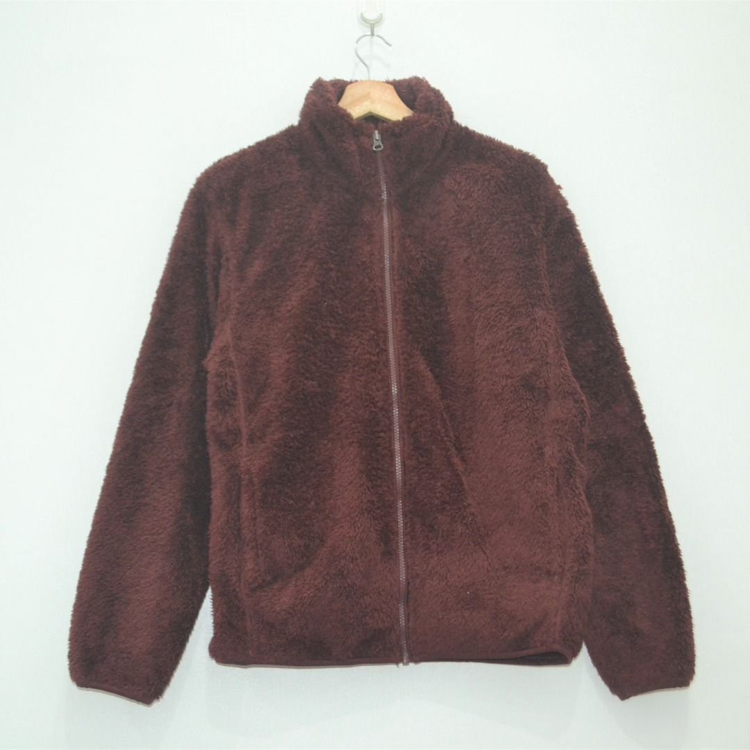 Uniqlo Fleece Jacket Unisex Maroon Men s Fashion Coats