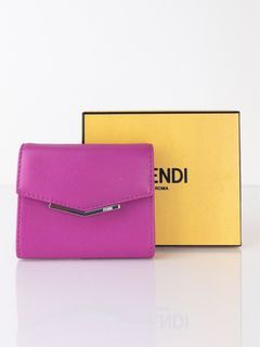 USED FENDI 8M0361 FLAP CARD CASE (MAGENTA)