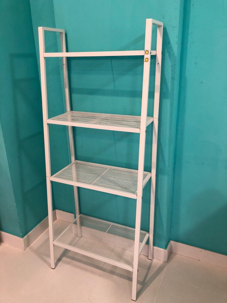Used white metal shelf, Furniture & Home Living, Furniture, Shelves