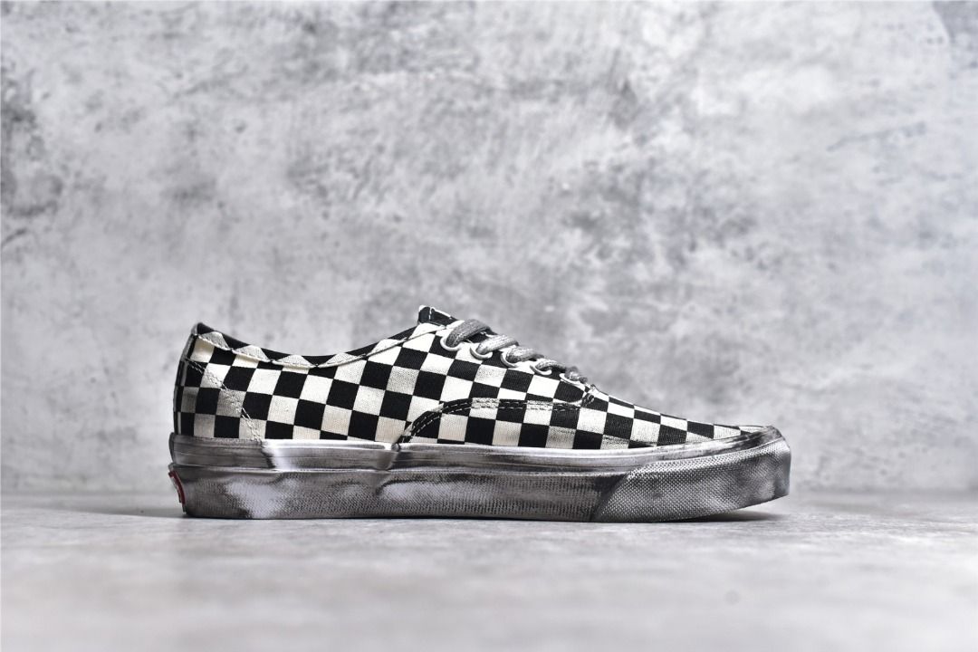 Vans Vault OG Authentic LX Stressed Black White Checkerboard shoes