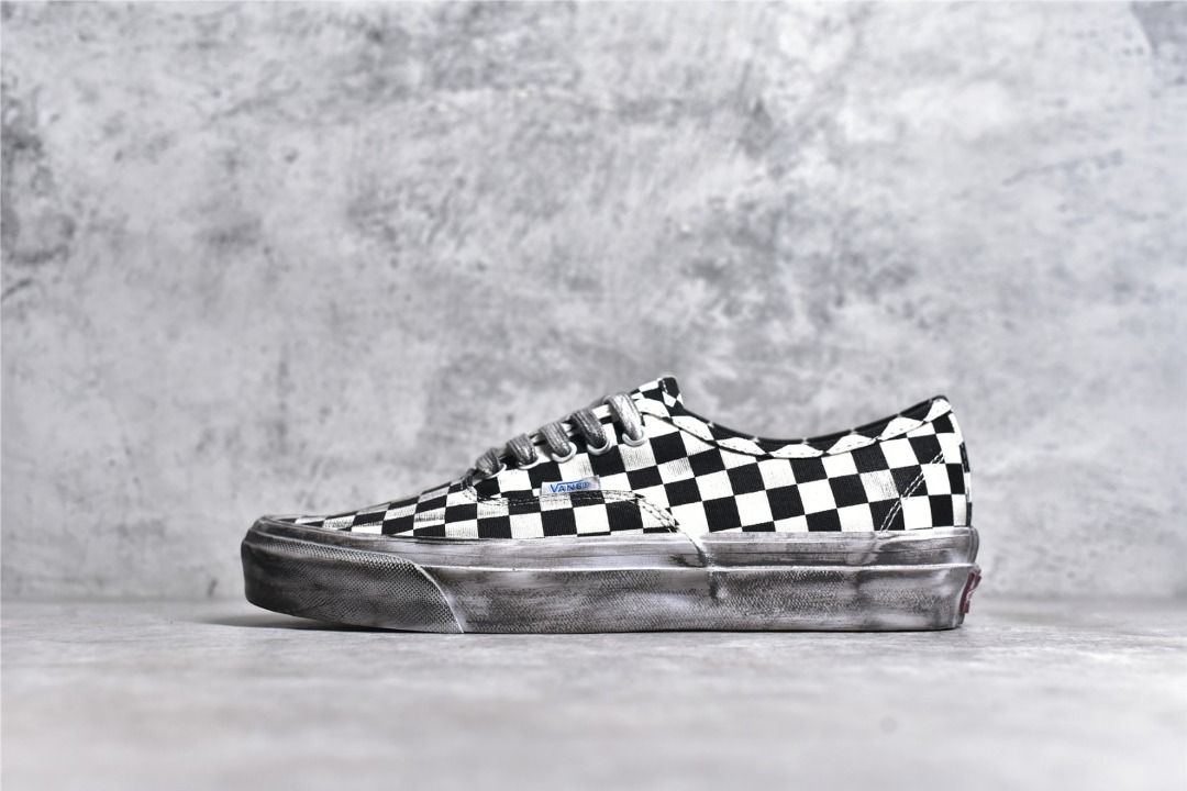 Vans Vault OG Authentic LX Stressed Black White Checkerboard shoes