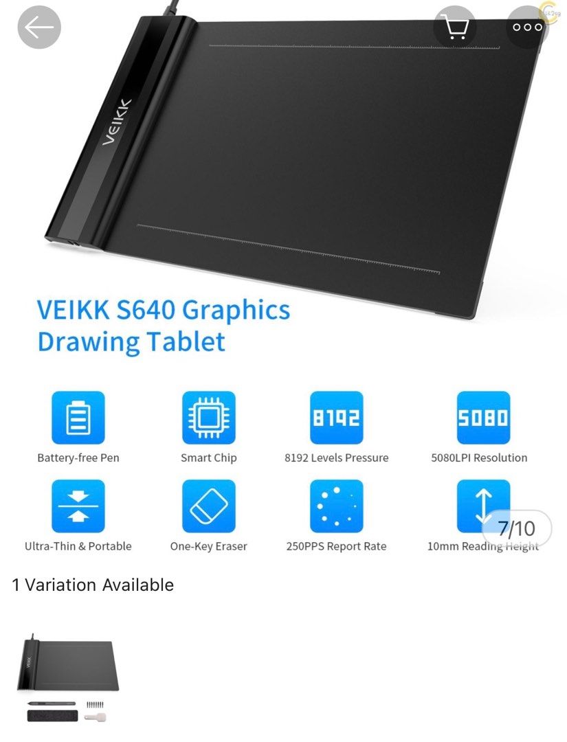 Veikk S640 Digital Graphic Pen Tablet with battery free tablet, Mobile ...