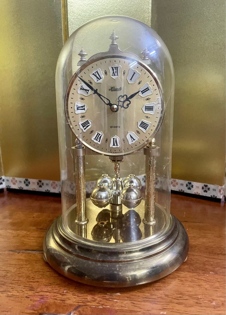 Vintage German " HERMLE " Anniversary Clock Quartz Working Well Height
