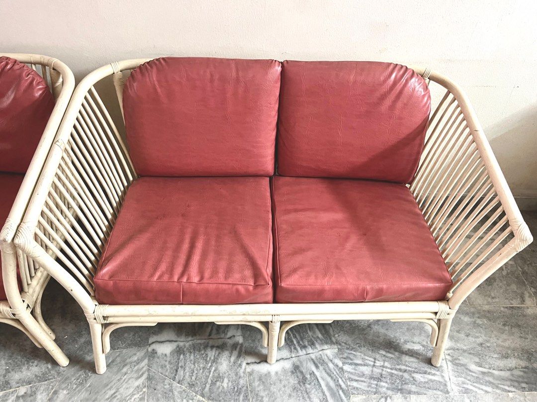 Vintage Rattan Sofa Set, Furniture & Home Living, Furniture, Sofas on