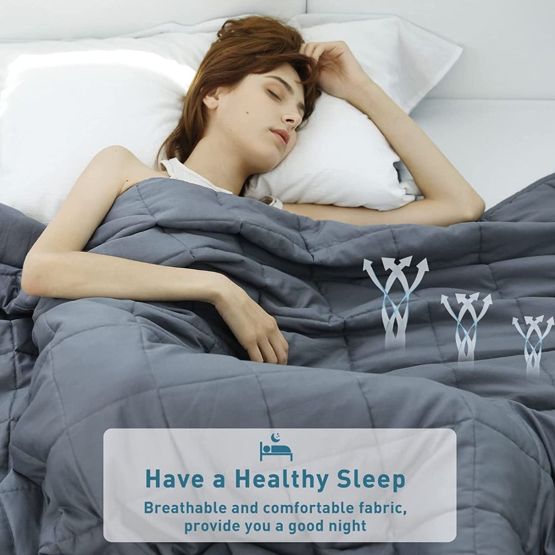 Weighted Idea Summer Weighted Blanket Adult 20 lbs 48 x78 Cotton Grey for Individual Between 180 220 lbs