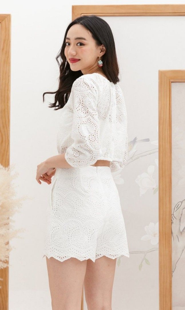 White eyelet clearance shorts