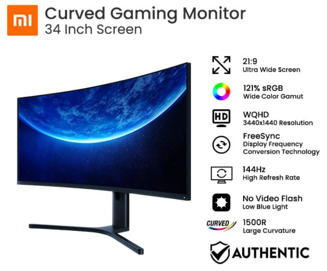 Xiaomi Mi Curved Gaming Monitor 34 Inch Gold Call