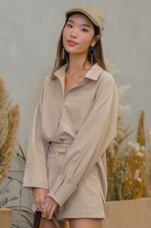 YHF On The Go Shirt and Go Getter Shorts in Crepe Beige