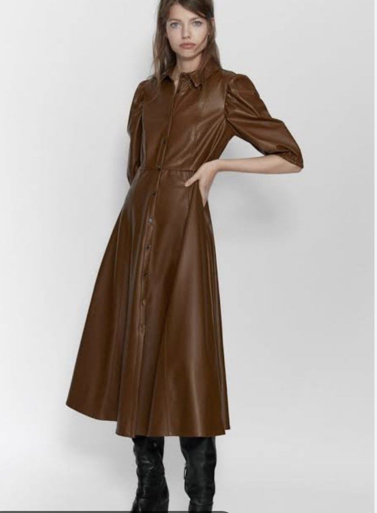 Zara Faux Leather dress Women s Fashion Dresses Sets Dresses on Carousell