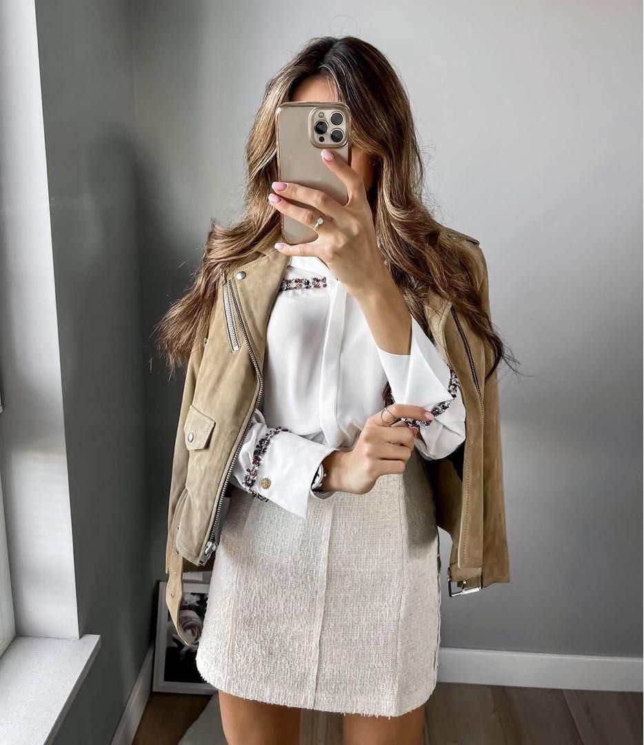 White tweed skirt zara on sale
