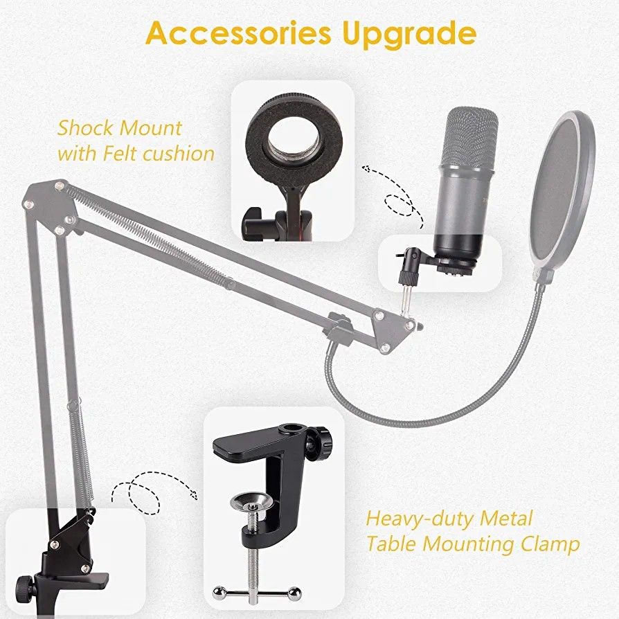 ZINGYOU USB Microphone Bundle ZYUA1 PC Laptop Recording Condenser Mic