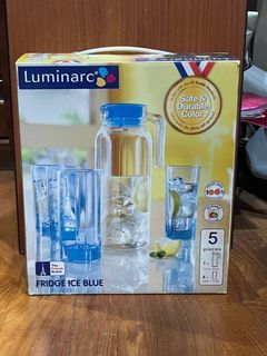 Luminarc 1L Water Jug and 4 drinking glasses