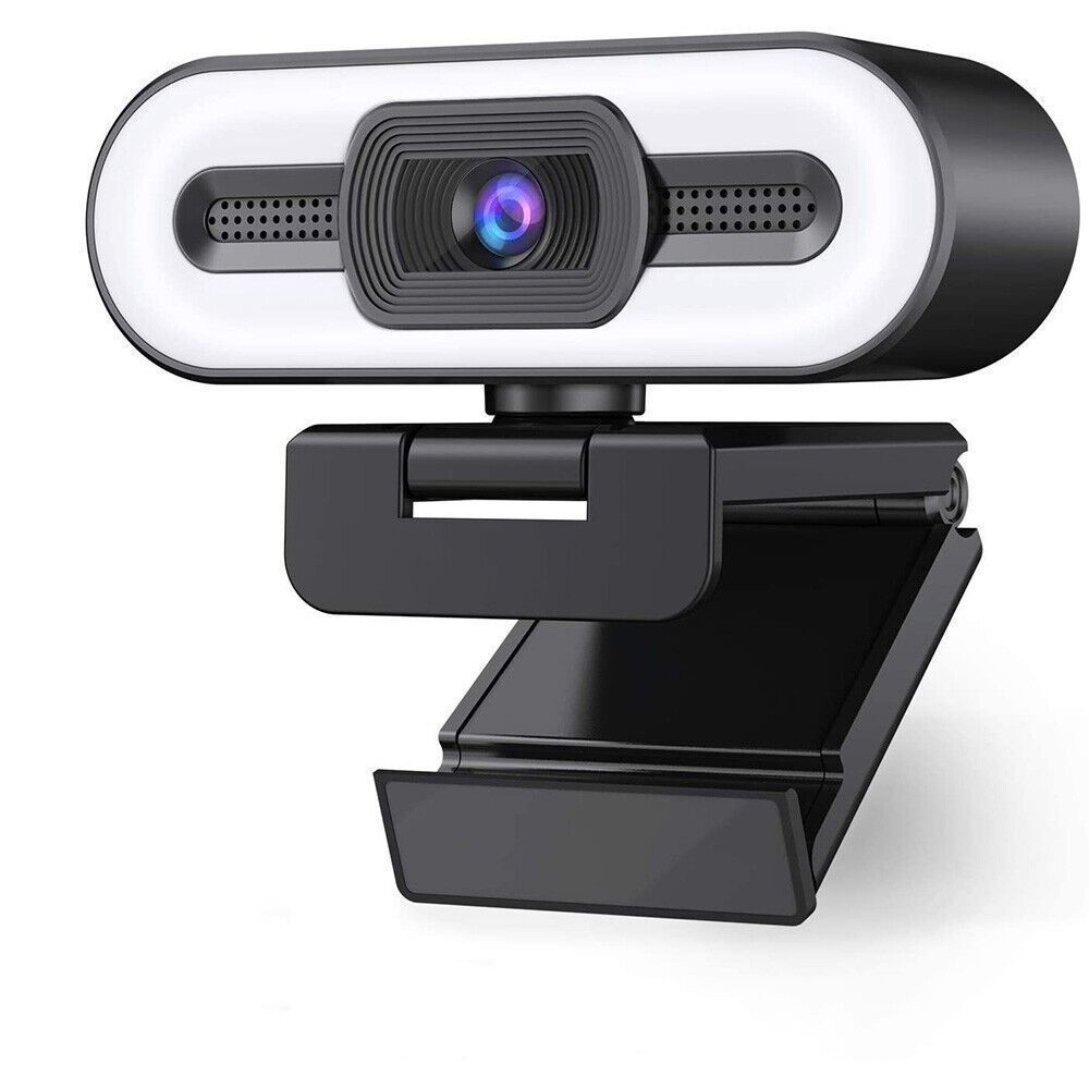 2790 Teaisiy Webcam Full HD Camera Built in Adjustable Ring Light Fixed Focus Optical Lens Microphone USB Computer Camera Plug and Play for PC