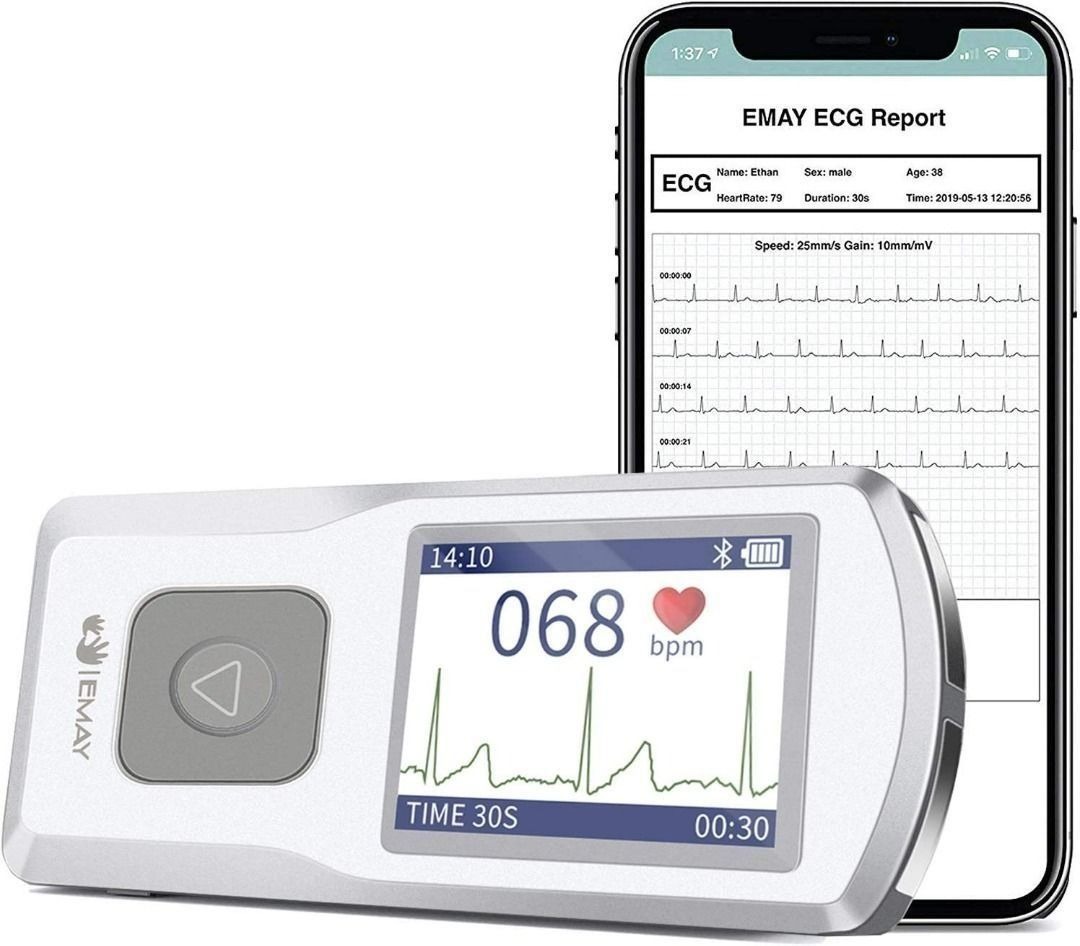 [989A] EMAY Bluetooth Portable ECG/EKG Monitor (for iPhone & Android