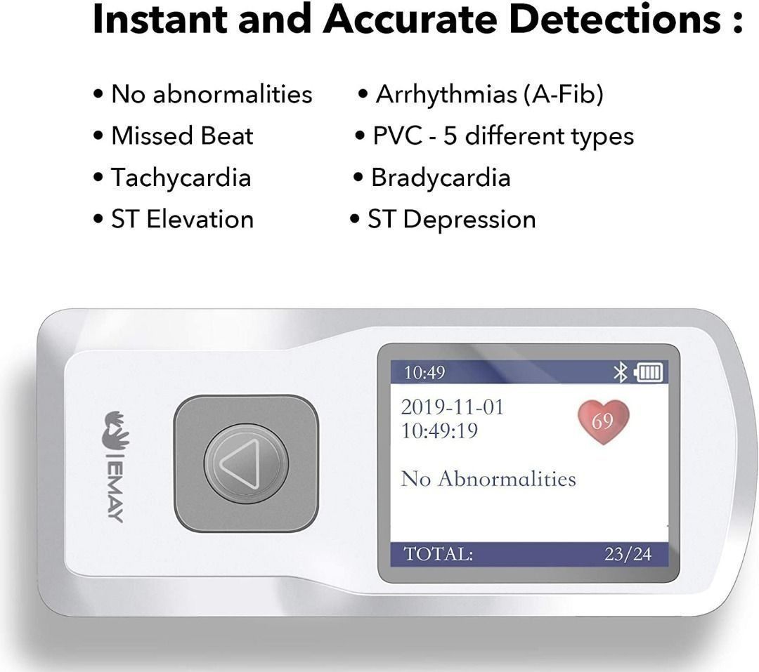 [989A] EMAY Bluetooth Portable ECG/EKG Monitor (for iPhone & Android
