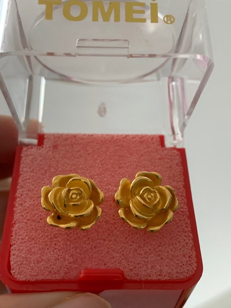 999.9 Gold Earrings Tomei Rose Luxury Accessories on Carousell