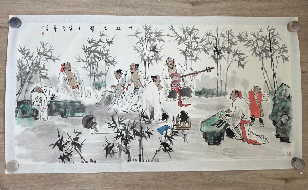 竹林七賢王藝千四尺整張畫作, 興趣及遊戲, 收藏品及紀念品, 古董收藏
