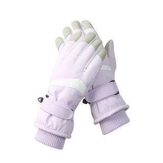 全新 滑雪手套 加絨加厚 保暖手套 防風手套 女生M款 紫白拼色