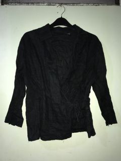 🇩🇪 Vogue Peek & Cloppenburg Black 💯 Linen Wrap Top Cardigan Jacket P&C XS RARE From Germany
