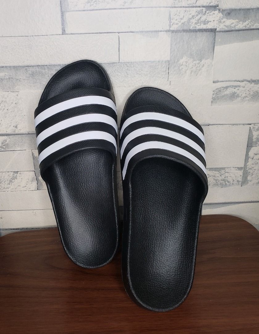 Adidas stripe slides outlet