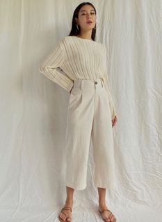 Althea Wide Lag Cropped Pants Sand