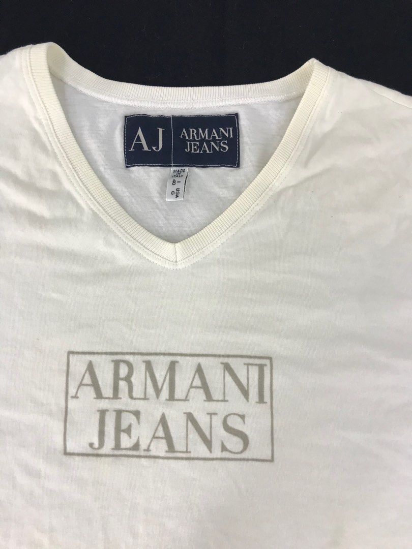 Armani Jeans AJ T-shirt Tee Printed Spell Out, Women's Fashion, Tops, Other  Tops on Carousell