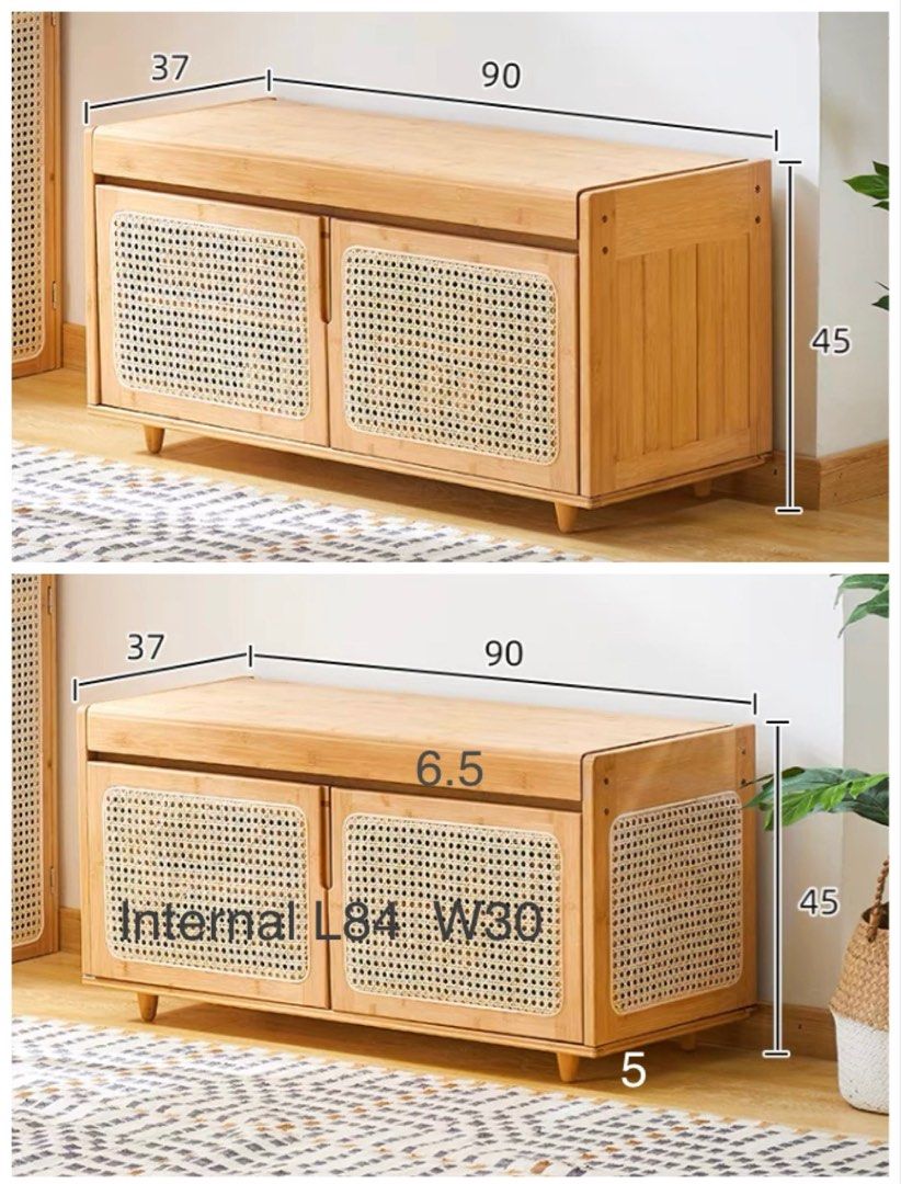 Bench Shoe Foyer Bench Coffee Table Balcony Patio Storage Wabi sabi