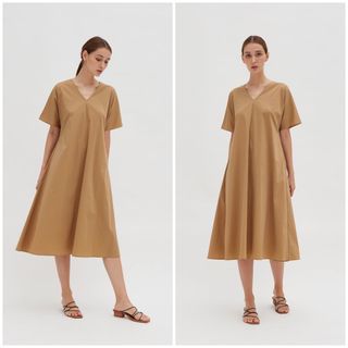 (BN) 50% OSN Relaxed V-Neck Dress Brown Our Second Nature