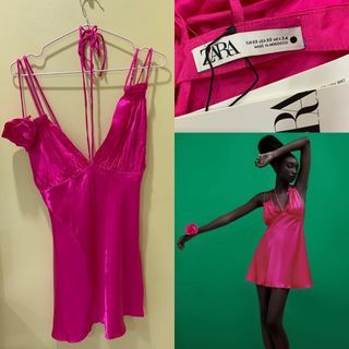 BNWT ZARA SATIN FUSCHIA MINI DRESS