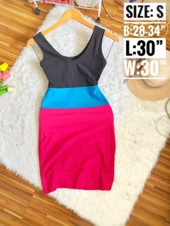 Body con dress tricolor fitted